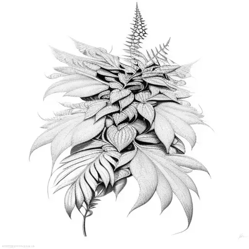 An intricate botanical illustration of a rare plant species found in the Amazon rainforest tattoo design idea