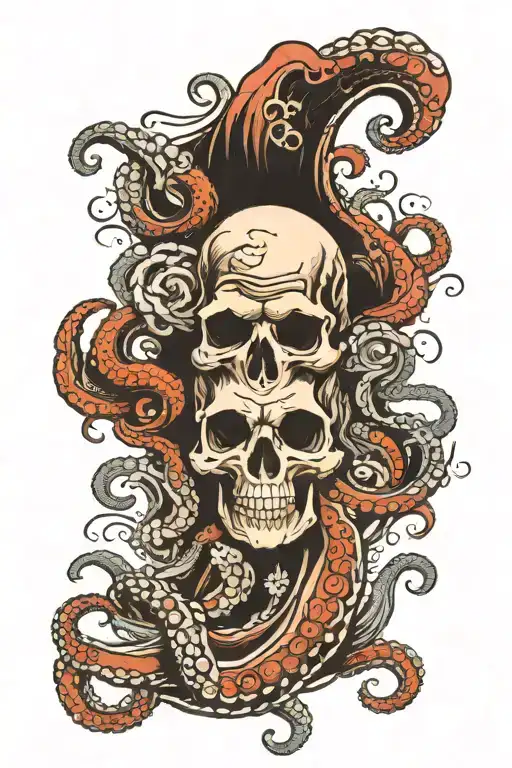 skull and octopus tattoo design idea