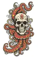 skull and octopus tattoo design idea