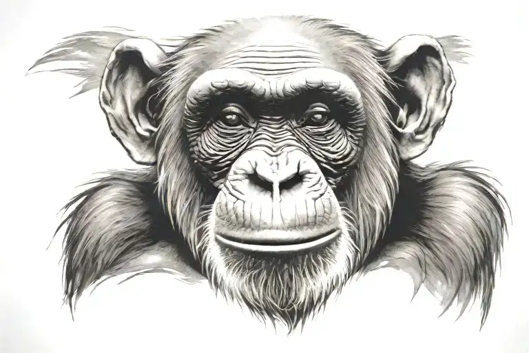 old chimpanzee tattoo design idea