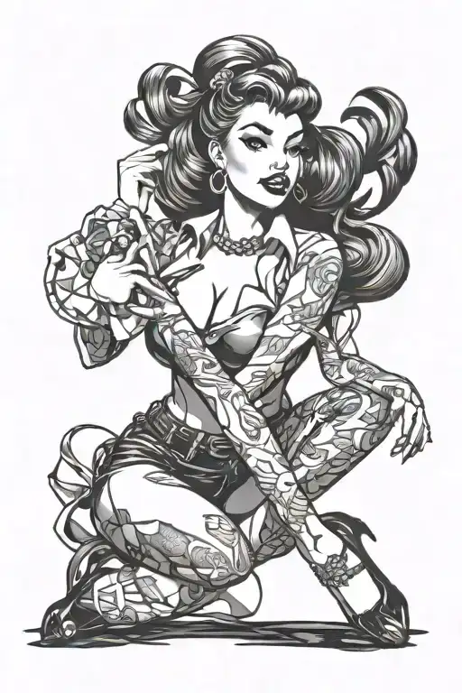 pinup girl tattoo design idea