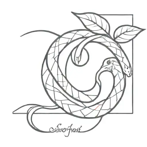 Sword snake apple tattoo design idea
