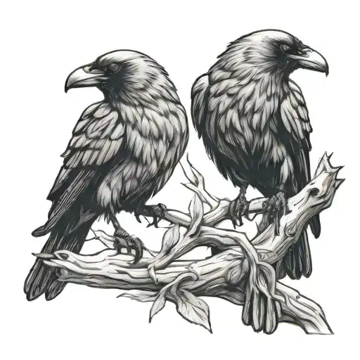 2 mens crows sitting tattoo design idea