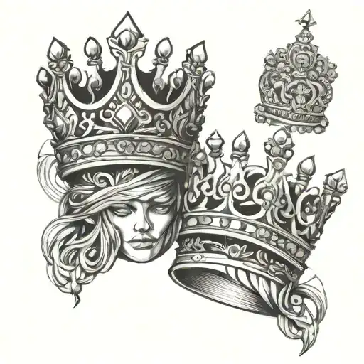 2 kings crowns and tiara   tattoo design idea