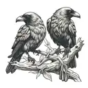 2 mens crows sitting tattoo design idea