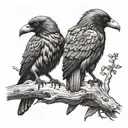 2 mens crows sitting tattoo design idea
