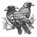 2 mens crows sitting tattoo design idea