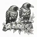 2 mens crows sitting tattoo design idea