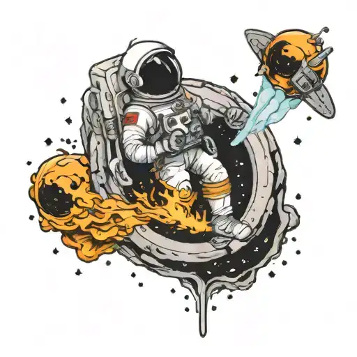 A tattoo of an astronaut being sucked into a black hole tattoo design idea