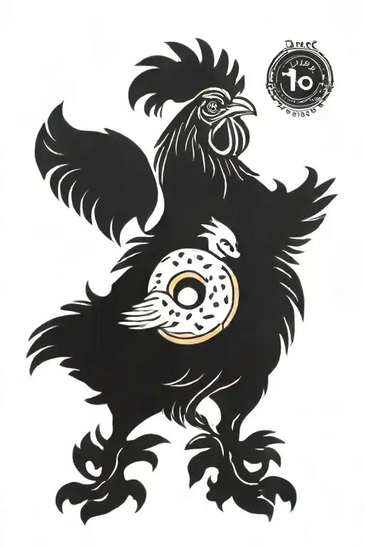 Donut and Rooster tattoo design idea