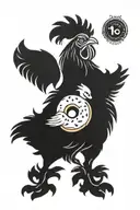 Donut and Rooster tattoo design idea