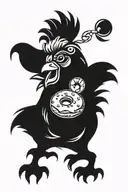 Donut and Rooster tattoo design idea