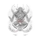 Samurai through infinity symbol tattoo design idea