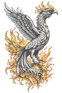 Phoenix rising from flames tattoo design idea