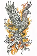 Phoenix rising from flames tattoo design idea