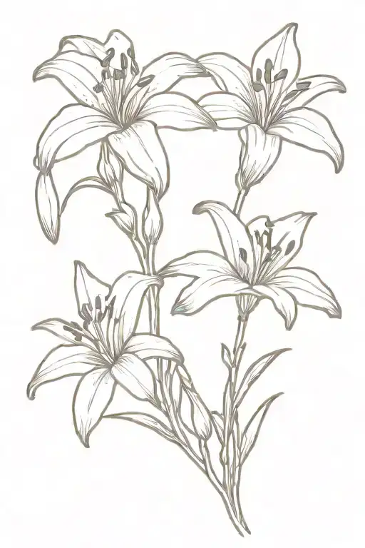 azalea, lavender, lily flowers outline with stem saying it is well  tattoo design idea