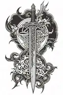 Samuri sword tattoo design featuring lightning bolt or digital designs tattoo design idea