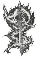 Samuri sword tattoo design featuring lightning bolt or digital designs tattoo design idea