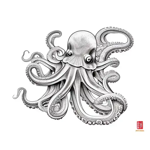 octopus in the style of the ancient Incas full Colour  tattoo design idea