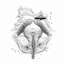 whale tail coming out of the water  tattoo design idea