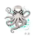 octopus in the style of the ancient Incas full Colour  tattoo design idea