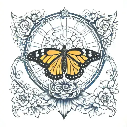 vienna ferris wheel monarch butterfly tattoo design idea