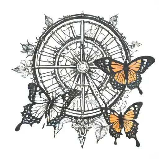 vienna ferris wheel monarch butterfly tattoo design idea