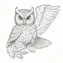 owl facing away spread wings tattoo design idea