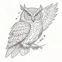 owl facing away spread wings tattoo design idea