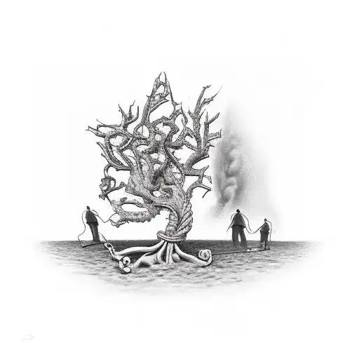  a hangman killing a pope tattoo design idea