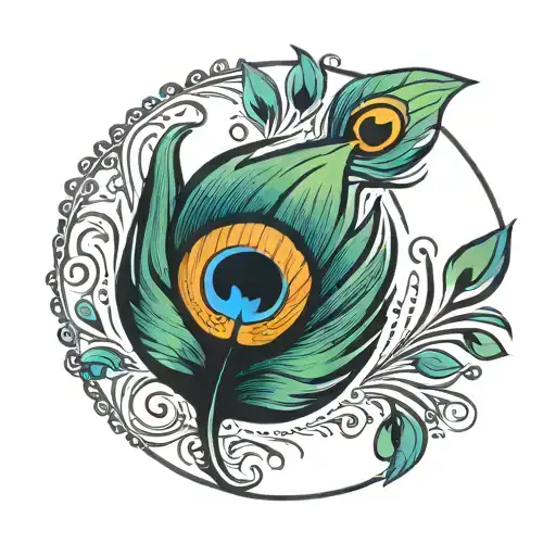 Peacock feather circular pattern tattoo design idea