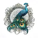 Peacock feather circular pattern tattoo design idea