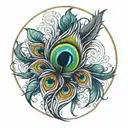 Peacock feather circular pattern tattoo design idea