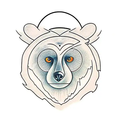 bear with owl tattoo design idea