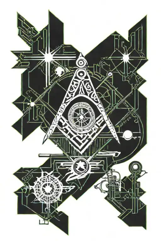 shriners masonic square and compass tattoo design idea