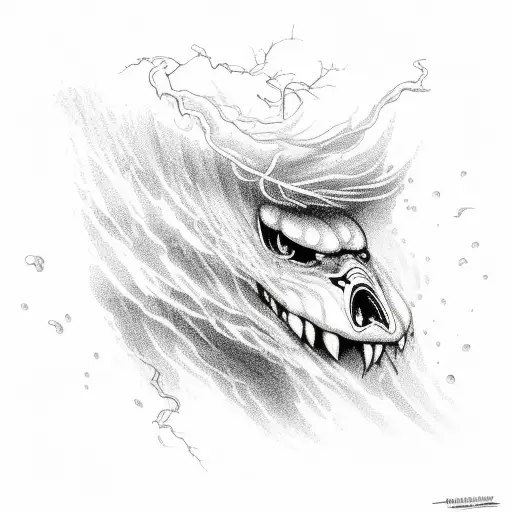 thunder storm with lightning tattoo design idea