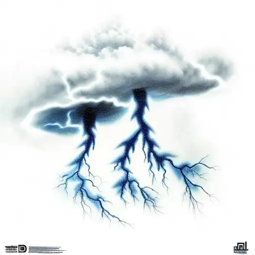 thunder storm with lightning tattoo design idea
