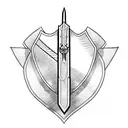 longsword and shield tattoo design idea