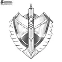 longsword and shield tattoo design idea