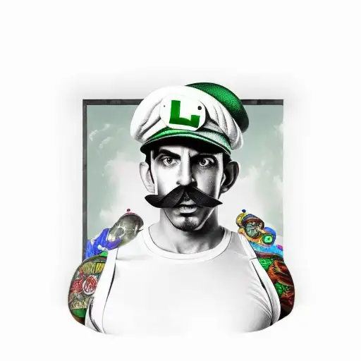 Luigi gangsta tribute green arms tattoo design idea