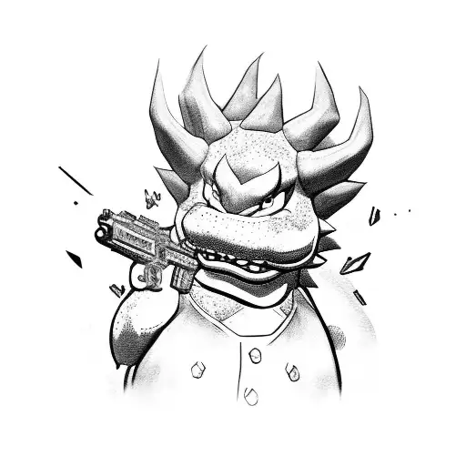 bowser with a gun tattoo design idea