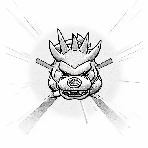 bowser dead with a gunshot and red blood tattoo design idea