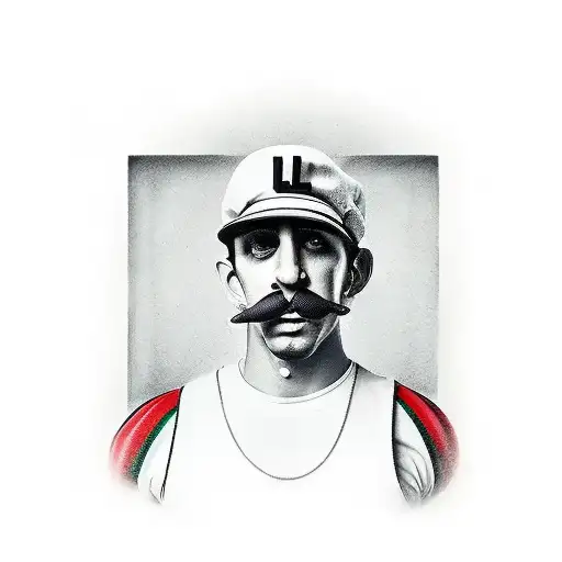 Luigi gangsta tribute green arms tattoo design idea