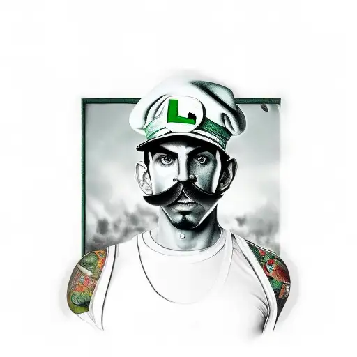 Luigi gangsta tribute green arms tattoo design idea