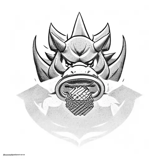 bowser with a gun tattoo design idea