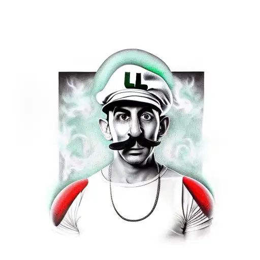 Luigi gangsta tribute green arms tattoo design idea