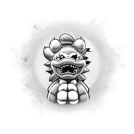 bowser dead with a gunshot tattoo design idea