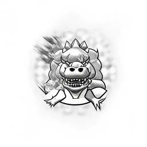 bowser dead with a gunshot tattoo design idea