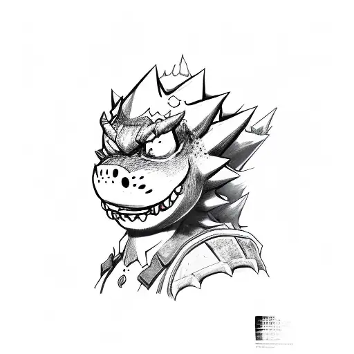 bowser dead with red blood and x over eyes tattoo design idea