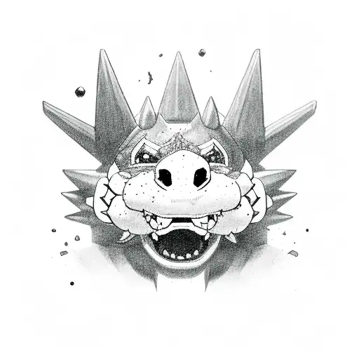 bowser dead with red blood and x over eyes tattoo design idea